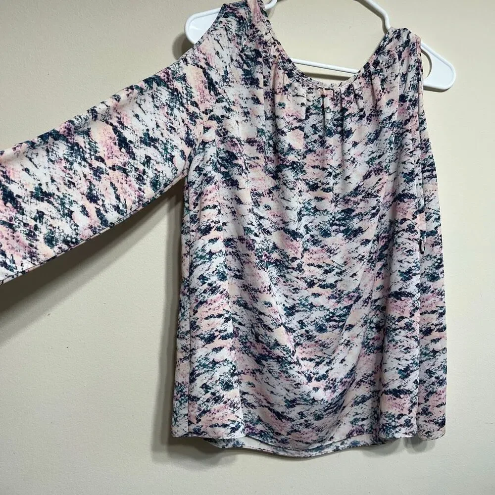 Amanda Uprichard Cold Shoulder Long Sleeve Blouse Colorful Medium - Picture 6 of 8